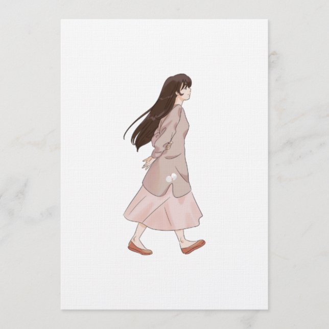 Invitation Aesthetic Walking Girl Sticker (Devant)