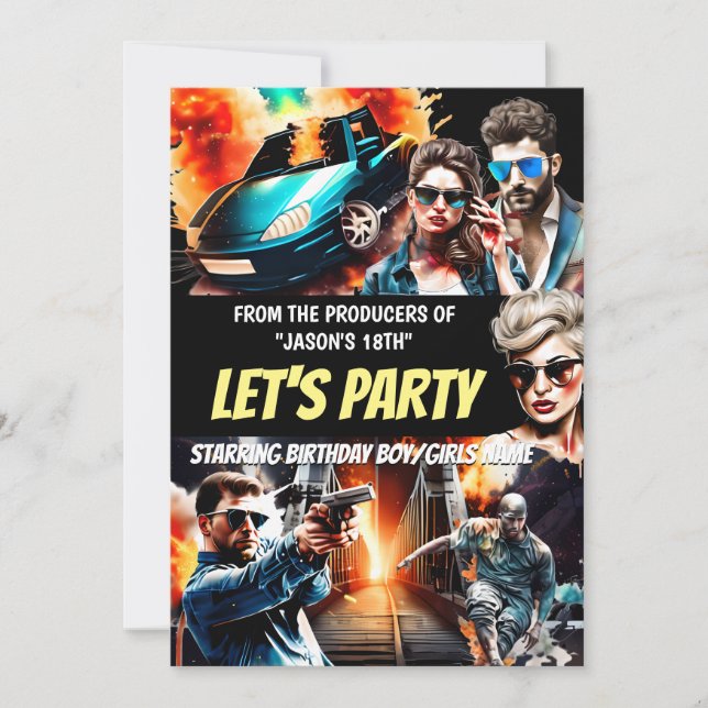 Invitation Affiche d'anniversaire pour adultes sur le thème d (Devant)