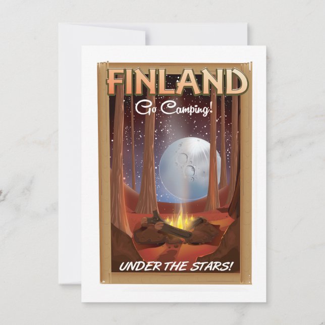 Invitation Affiche de camping en Finlande sous les étoiles (Dos)