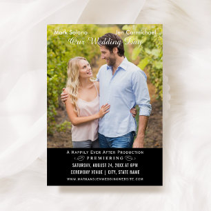 Invitation Affiche de cinéma Mariage unique Photo noir et bla