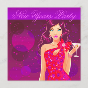 Invitation Affiche de club pour la soirée du Nouvel An violet