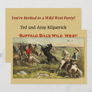 Invitation Affiche de cow-boy de l'Ouest sauvage de Buffalo B