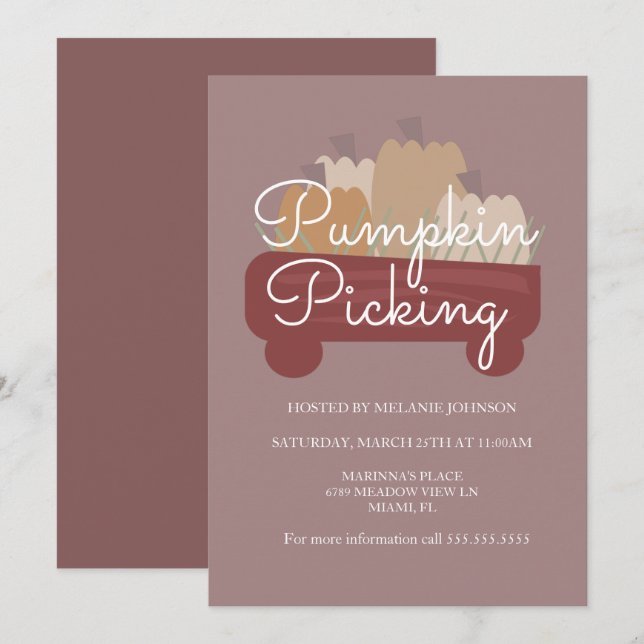 Invitation Affiche de cueillette de citrouilles de la parcell (Devant / Derrière)