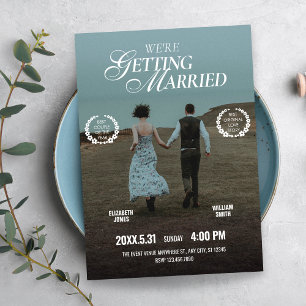 Invitation affiche de film photo de mariage esthétique romant