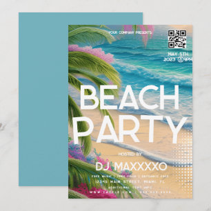 Invitation Affiche de la soirée plage Bar Tropical Club 