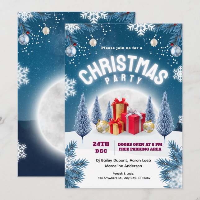 Invitation Affiche de l'événement de la fête de Noël (Devant / Derrière)