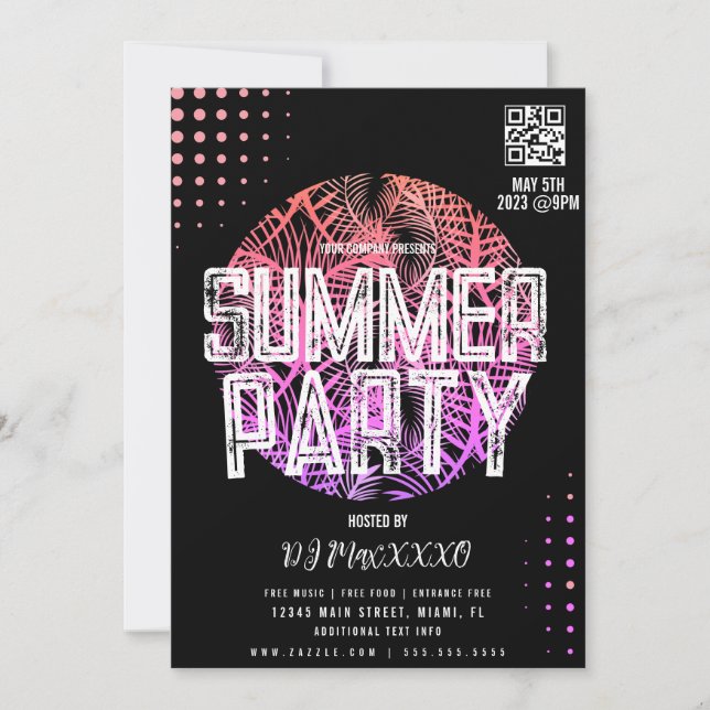 Invitation Affiche de l'événement DJ d'été Fête sur la plage  (Devant)