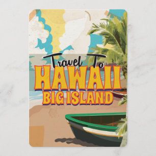 Invitation Affiche de l'Vintage voyage Mariage Hawaii Big Isl
