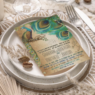 Invitation Affiche de pièce musicale vintage Plumes de paon d