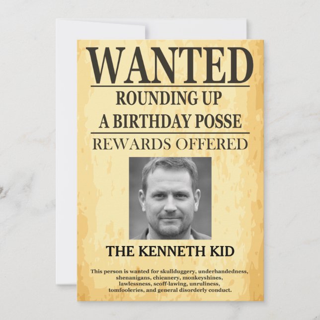 Invitation Affiche de recherche de l'Ouest ancien 🤠 50e anni (Devant)