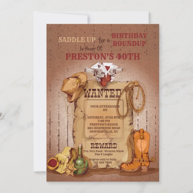 Invitation Affiche de Recherche Western (Devant)