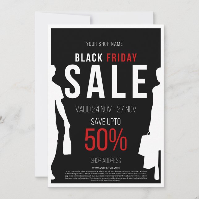 Invitation Affiche de remise des soldes du vendredi noir (Devant)