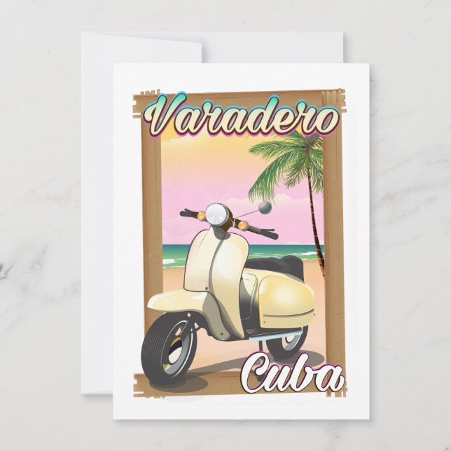 Invitation Affiche de scooter vintage cubain de Varadero (Dos)