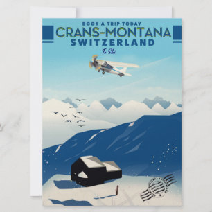 Invitation affiche de ski crans-montana Suisse