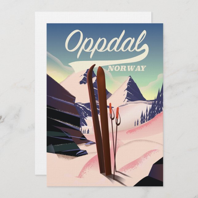 Invitation Affiche de ski d'Oppdal norvège. (Devant / Derrière)
