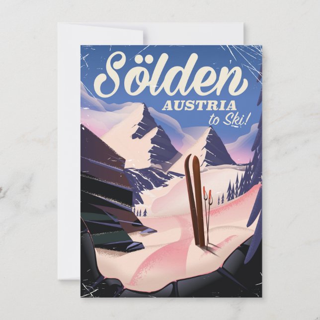Invitation Affiche de ski vintage Sölden Autriche (Dos)