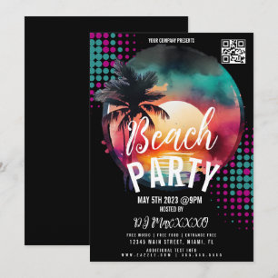 Invitation Affiche de soirée club bar de nuit de plage tropic