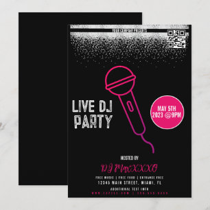Invitation Affiche de soirée DJ live pour événement de club d