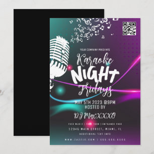 Invitation Affiche de soirée karaoké dans un bar club