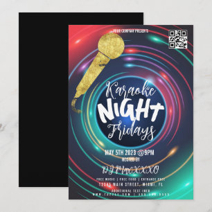 Invitation Affiche de soirée néon de karaoke pour une fête da
