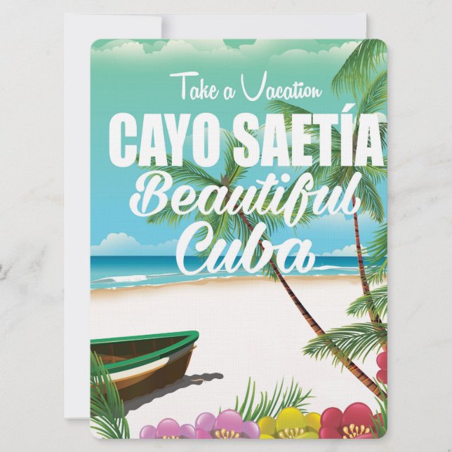 Invitation Affiche de vacances de plage Cayo Saetía Cuba (Devant)