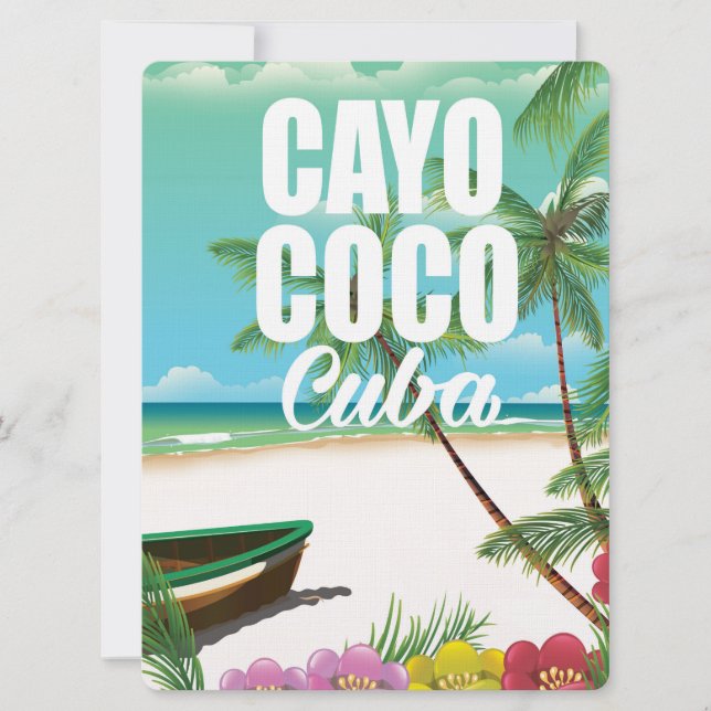 Invitation Affiche de vacances de plage cubaines à Cayo Coco (Devant)