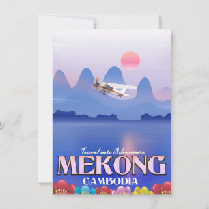 Invitation Affiche de vacances sur le fleuve Mekong Cambodge