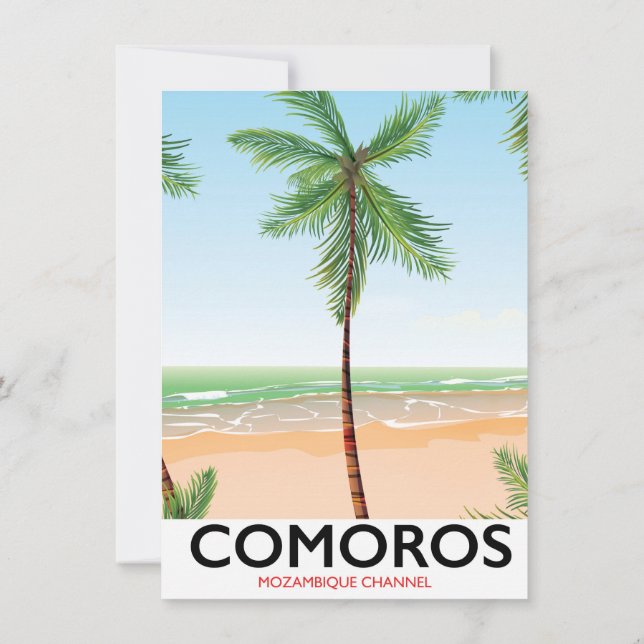 Invitation Affiche de vacances sur l'île des Comores. (Dos)