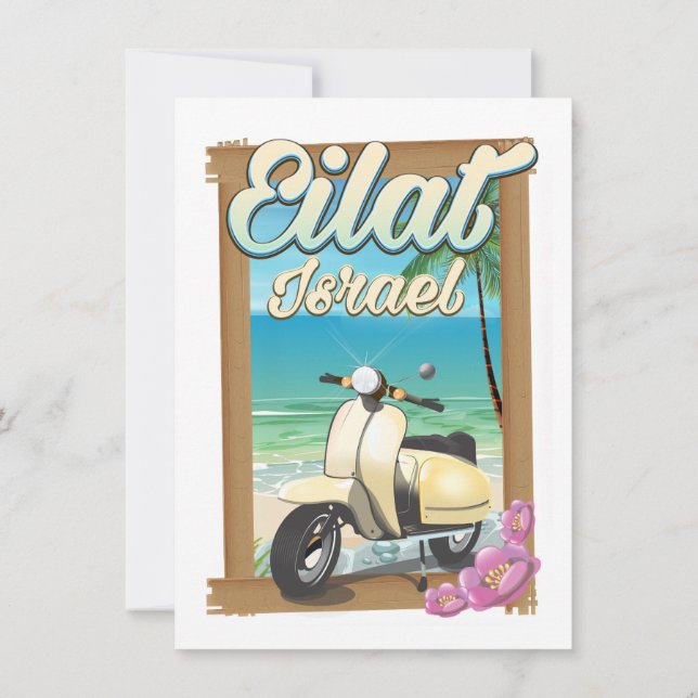 Invitation Affiche de voyage à Eilat Beach Israël scooter (Dos)