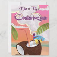 affiche de voyage de dessin animé costa Rica.