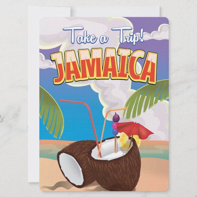 Invitation Affiche de voyage de dessin animé de Jamaïque (Devant)