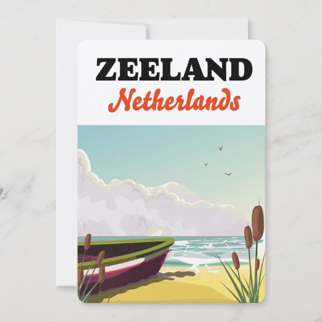Invitation Affiche de voyage de plage de Zélande Pays-Bas (Devant)