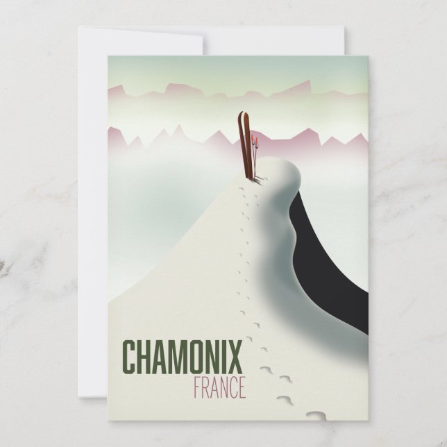 Invitation Affiche de voyage de ski Chamonix France (Devant)