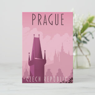 Invitation Affiche de voyage de style vintage Prague Républiq