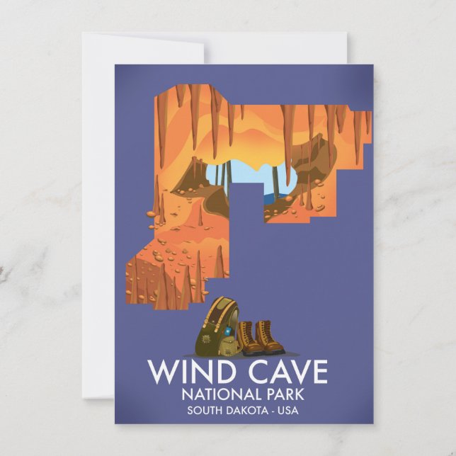 Invitation Affiche de voyage du parc national Wind Cave Natio (Dos)