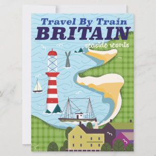 Invitation Affiche de voyage en train vintage britannique
