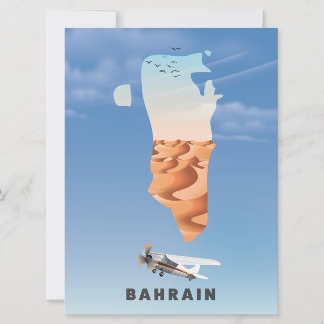 Invitation Affiche de voyage illustrée de Bahreïn. (Devant)