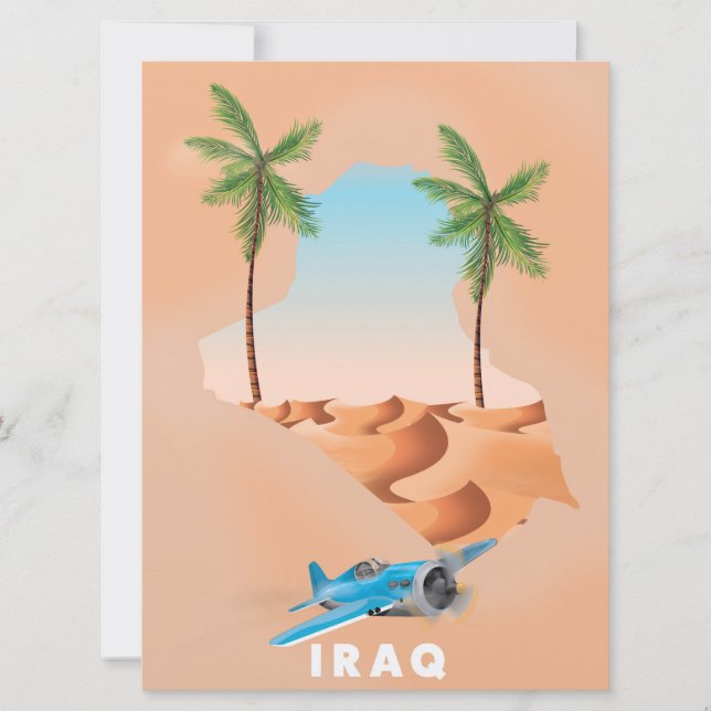 Invitation Affiche de voyage illustrée de l'Irak. (Devant)