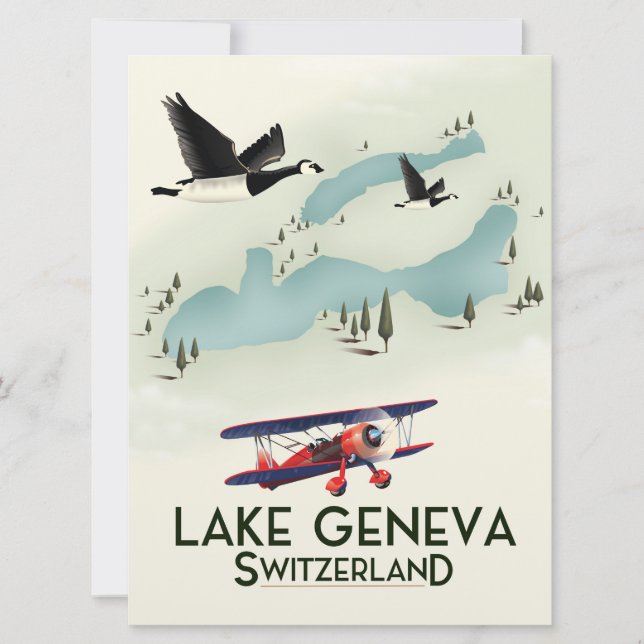 Invitation affiche de voyage lac genève suisse (Devant)