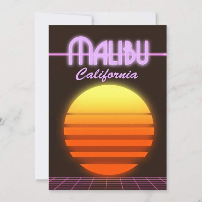 Invitation Affiche de voyage Malibu Californie coucher de sol (Devant)