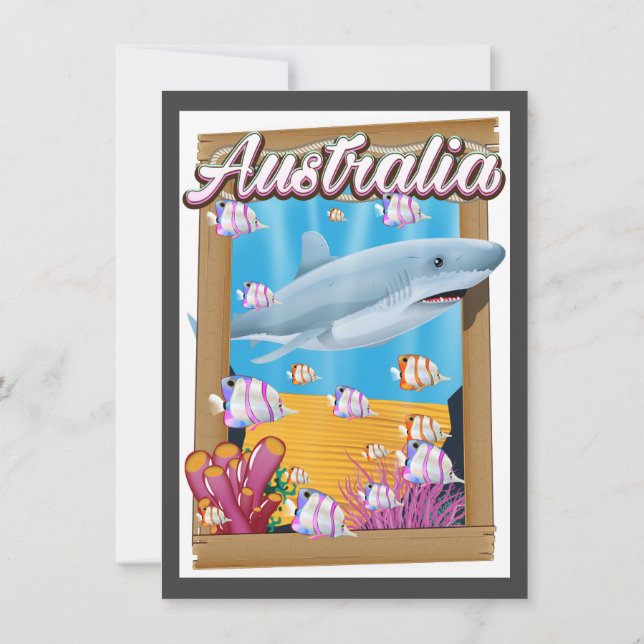 Invitation Affiche de voyage sous-marine de requin en Austral (Dos)