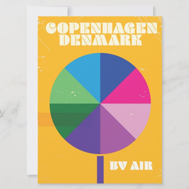 Invitation Affiche de voyage vintage de Copenhague, Danemark (Dos)