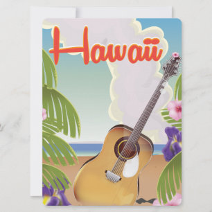 Invitation Affiche de voyage vintage de guitare acoustique Ha