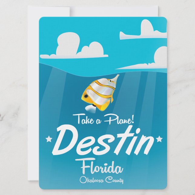 Invitation Affiche de voyage vintage Destin Floride. (Devant)