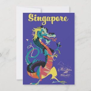 Invitation Affiche de voyage vintage dragon de Singapour