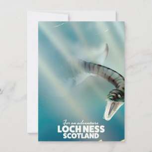 Invitation Affiche de voyage vintage du monstre du Loch Ness 