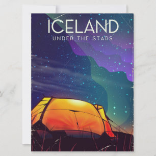 Invitation Affiche de voyage vintage 'Islande sous les étoile