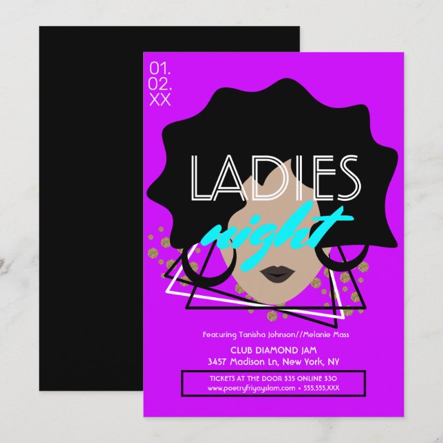 Invitation Affiche promotionnelle pour dames du night-club Fl (Devant / Derrière)