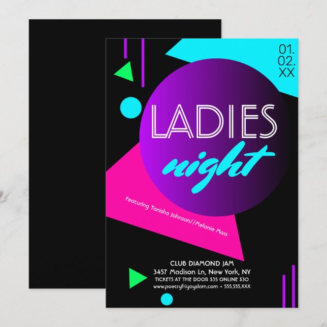 Invitation Affiche promotionnelle pour les dames du night-clu (Devant / Derrière)