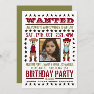 Invitation Affiche Recherchée, Caricature pour l'anniversaire